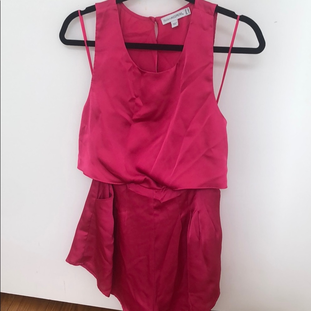 Hot pink open back polyester romper!